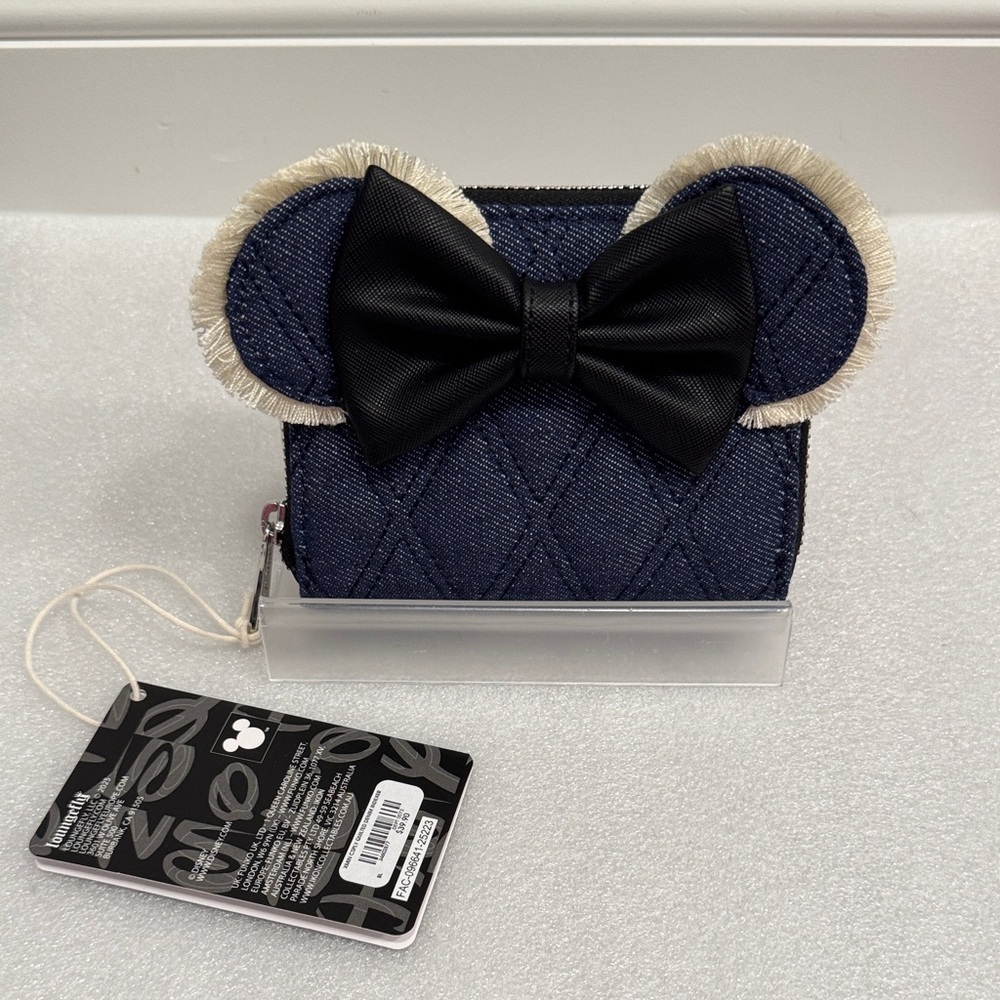 Loungefly Disney Minnie Mouse quilted denim wallet NWT